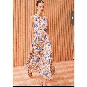 Ulla Johnson Kaiya Dress Floral Magnolia Garden Tea Feminine Pleated Pockets 4